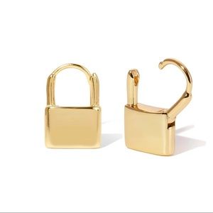LOCK - gold mini padlock huggie hoop earrings